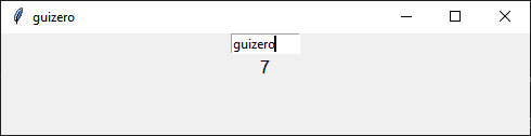 an app showing a TextBox with the word 'guizero' entered and the number 7 shown below