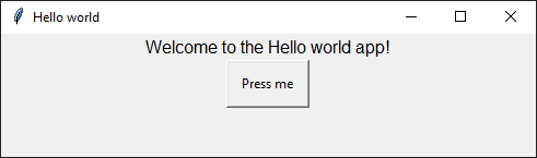 Hello world app with a button which says 'Press me'