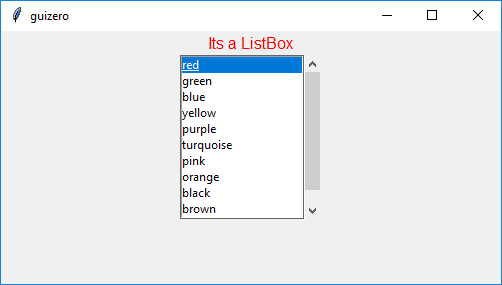 A list of colors