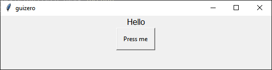 an app showing the text 'Hello with a button underneath with the label 'Press me#