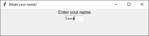 an app showing the text 'Enter your name with a text box below where a name can be entered